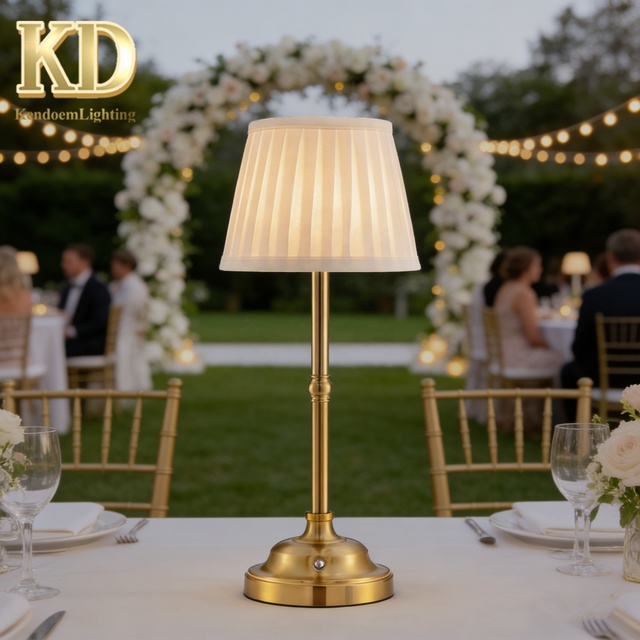 Rechargeable Cordless Table Lamp Touch Control Dimmer Led Desk Light Metal Wedding Night Lights with Fabric Lamp Shade
