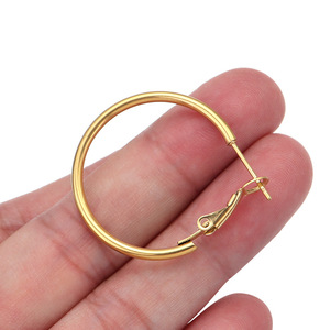Hoop Earrings <b>Titanium</b> Steel Round <b>Wire</b> Gold Silver Women's Fashion Jewelry Large Circle Earrings For Everyday Wear - Product Image 3