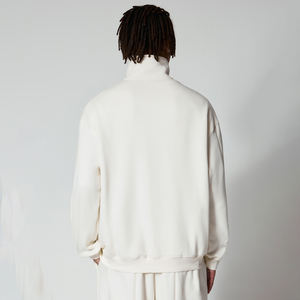 Felpa <span class=keywords><strong>Oversize</strong></span> di Alta Qualità con Collo Alto, <span class=keywords><strong>Giacca</strong></span> <span class=keywords><strong>Bianca</strong></span> con Zip Stile Hip Hop, Tuta da Uomo con Doppia Cerniera - Product Image 2