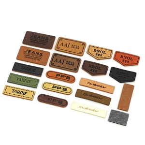 Custom Leather Garment Labels Rectangle Shape Silk Screen Printing <b>Stitch</b> Edge Laser Cut for Clothing - Product Image 3