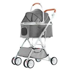 Folding Pet Jogger Stroller Travel Carrier Cart For Small Cat Puppy