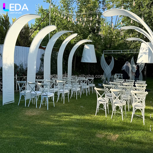 LEDA Outdoor Birthday Party Supplies Metal Arch <b>Backdrop</b> LED White Aisle Curtain Wrought Iron <b>Backdrop</b> for Wedding - Product Image 4
