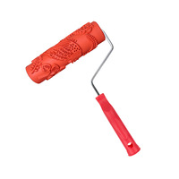 Roller Kuas Embossing Berkualitas Tinggi dari Pabrik, Lumpur Diatom Merah, Karet Lunak untuk Seni Dinding, Roller Lukis DIY dengan Tekstur Berbeda, OEM