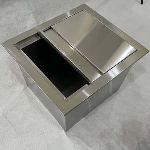 Stainless Steel Ice <b>Bucket</b> Rectangle Sliding <b>Lid</b> Minimalist Design For Bars And Villas - Product Image 1