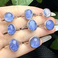 Bague en pierre gemme naturelle en gros, Dumortierite, formes variées, ovale, goutte d'eau, cristal sculpté, tendance mode pour femme