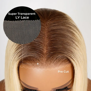 Peluca Bob Recta Rubia T4/613, Cierre de Encaje Precortado 6x8, Cabello Humano, Lista para Usar, con Línea de Cabello Pre-Depilada, Sin Pegamento - Product Image 2