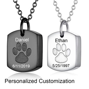 Kalung Dog Tag Sekrup yang Dapat Dibuka, Ukiran Laser Nama dan Tanggal Kustom, Tempat Abu Hewan Peliharaan, Cetakan Jejak Kaki, Kalung Kenangan - Product Image 2