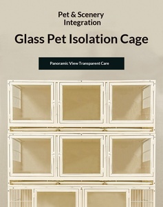 Cage de Luxe Moderne et Robuste pour Animaux de Compagnie (Chiens, Chats, Lapins) – Vitrine d'Exposition, Cage d'Accueil, Cage pour Hôpital Vétérinaire – Acier et Verre - Product Image 5