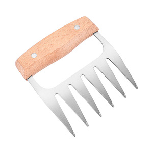 Meat Shredder Wooden Handle Stainless Steel Bear Paw Fork For Barbecue Kitchen Use - Product Image 4