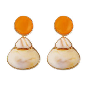 ต่างหูกระดุมเรซินโลหะผสมสไตล์ฝรั่งเศสย้อนยุคสำหรับผู้หญิง - Product Image 6