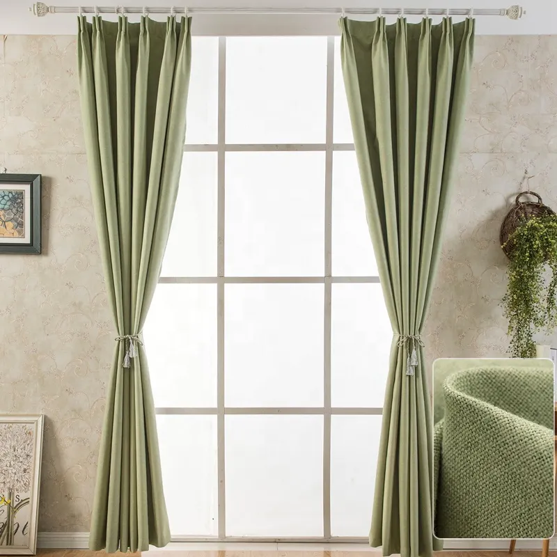 Wholesale custom living room blackout curtains shading sunshade heat insulation Green window curtains