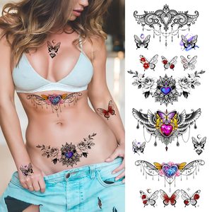 Tatuaggi Temporanei Sexy <span class=keywords><strong>per</strong></span> Donne Grandi Adesivi a Forma di Fiore e Farfalla Impermeabili Tatuaggi Finti Trucco <span class=keywords><strong>per</strong></span> il Corpo <span class=keywords><strong>per</strong></span> Ragazze - Product Image 1