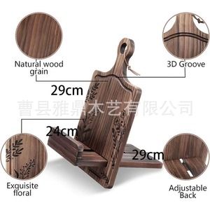Wooden Recipe <b>Rack</b> Teak Multi Purpose Desktop <b>Kitchen</b> Book Stand With Floral Design - Product Image 4