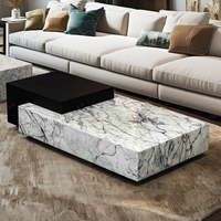 Table basse moderne de luxe en marbre avec un design écologique et durable pour le salon, meubles de maison