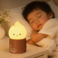 Veilleuse rechargeable à effet flamme en forme de souche, avec lumière d'ambiance à intensité variable et bruit blanc apaisant pour enfants