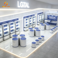 Meubles de magasin électronique sur mesure, design capsule, aménagement de boutique de téléphonie mobile, présentoir de produits numériques