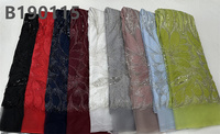 CHOCOO Vente en Gros Tissu de Dentelle Brodé Perlé Rouge Tulle Paillettes Africaines pour Robe de Soirée