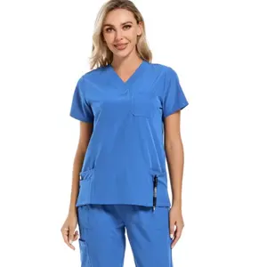 최신 디자인 여성의 세련된 의료 스크럽 간호 유니폼 여성 의료 간호 스크럽 유니폼 세트