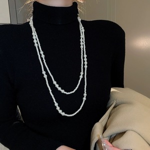 Multi Layered Imitation Pearl Necklace For Women Sweater Chain Light Luxury Elegant Autumn Winter Accessory - Product Image 2