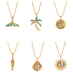 <b>Abalone</b> <b>Shell</b> Necklace Zinc Alloy Beach Style Women's Jewelry Leisure Gift Chain Pendant - Product Image 5