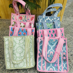 กระเป๋าโท้ทผ้าฝ้ายเย็บมือคุณภาพสูงสำหรับผู้หญิง ขนาดมินิ พร้อมสายโซ่ ปิดแบบเปิด กันน้ำ เหมาะสำหรับฤดูร้อน - Product Image 1