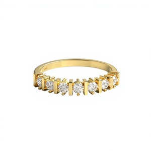 แหวนเพชรทรงกลมเจียระไนแบบบริลเลียนท์เคลือบทอง 18K 14K หรูหรา แหวนนิรันดร์แบบซ้อนได้ แหวนแต่งงาน แหวนหมั้น - Product Image 1