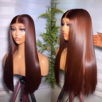 Meilleurs fournisseurs de perruques en dentelle, perruque en dentelle HD brune chocolat, cheveux vierges vietnamiens, lisses comme des baguettes, densité 200, cheveux humains pour femmes noires