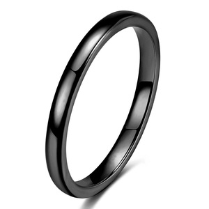 Black Tungsten Steel <b>Couple</b> <b>Rings</b> 2 4 6 8MM Smooth Plain Round For Engagement Unisex Jewelry - Product Image 3