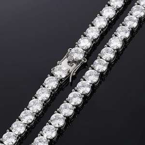 Usine <span class=keywords><strong>prix</strong></span> de gros 3mm Moissanite Tennis chaîne différentes tailles mousqueton fermoir S925 Vvs Tennis chaîne Hip Hop bijoux - Product Image 2
