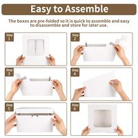 Caja de Papel para Pasteles con Ventana, Personalizable con Logotipo, Desechable, de Cartón Kraft Blanco Reciclable, Diseño Plegable, Venta al Por Mayor