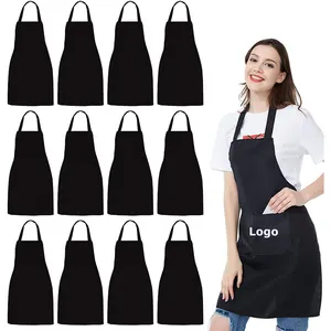 Bán Sỉ Tạp Dề Quán Cà Phê Nấu Ăn Nhà Bếp In Logo Tùy Chỉnh Tạp Dề Polyester Cotton Chống Thấm Nước Thăng Hoa Cho Đầu Bếp