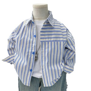 Tongxingyuan Boys Striped Shirt Cotton Woven Autumn 2024 Spring Fall Kids Top Blue White Stripes NT286 - Product Image 5