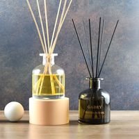 Bouteilles diffuseurs de parfum d'intérieur en verre transparent noir de luxe 150 ml 200 ml pour aromathérapie
