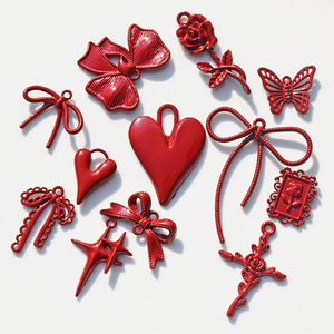 Ankora Red Series Charms Heart Butterfly Bowknot Flower Star Cross <b>Lock</b> Zinc Alloy Unisex DIY Jewelry Kit Gift - Product Image 1