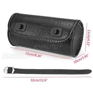 Sac de fourche de moto en cuir PU, pochette à outils pour guidon, sac de rangement enroulable avec 2 sangles pour Cruiser Custom Chopper Bobber - Product Image 5