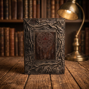Genuine Leather Mini Celtic Witch Craft Gift Diary Notebook Pentagram Design Black Embossed Pencil Sketch <b>Book</b> Thermal Binding - Product Image 2