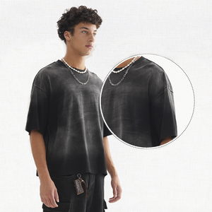 เสื้อยืดทรงบ็อกซี่ฟิต วินเทจ ล้างสีแบบแอซิดวอช ผ้าฝ้าย 100% สีซีดจางแบบซันเฟด ทรงครอป แห้งเร็ว น้ำหนัก 280 กรัม ผ้าหนา ทรงโอเวอร์ไซส์ ยูนิเซ็กส์ สำหรับผู้ชาย - Product Image 3