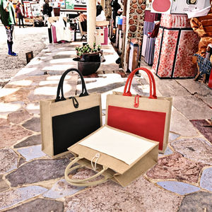 Wholesale Custom Printed Reusable Medium Natural Handbags Luxury Red White <b>Christmas</b> Jute Shopping Tote <b>Bag</b> Zipper Closure REJER - Product Image 3