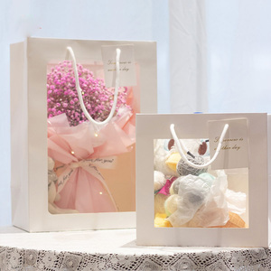 Bolsas de Regalo Portátiles con Ventana Transparente, de Papel, Reciclables, Personalizables, para Regalos Florales, Velas para Bodas y Fiestas - Product Image 5