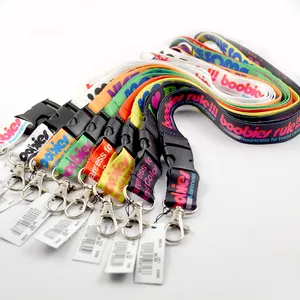 도매 공장 무료 샘플 귀여운 패션 Lanyards 사용자 정의 로고 폴리 에스터 끈 Id 카드 홀더와 이탈 목 끈