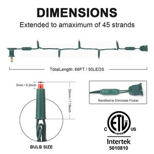 Luces LED Brillantes para Navidad, Resistentes al Agua, para Uso en Exteriores, con Enchufe Certificado por UL, para Decoración de Árboles - Product Image 3