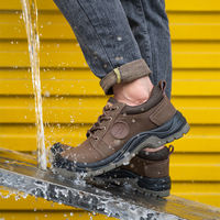 Chaussures de sécurité antidérapantes imperméables à embout d'acier, légères, pour hommes, bottes de travail industrielles, durables, en cuir, pour la randonnée et l'escalade