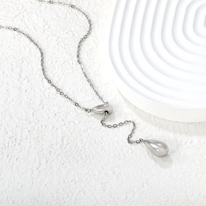 Collar con colgante de doble lágrima de aleación de zinc, cadena para clavícula, para mujer, uso diario, regalo, joyería - Product Image 3