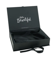 Boîte cadeau en carton rigide avec fermeture magnétique, logo personnalisé, noir, avec aimant