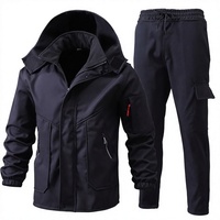 Ensemble de vêtements de travail d'hiver pour hommes, veste chaude doublée en polaire, pantalon cargo tactique imperméable et coupe-vent