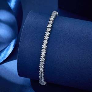 Bracelet de luxe en diamants de laboratoire pour femme, taille brillant rond, plaqué rhodium, or rose, or blanc, argent - Product Image 3