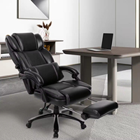 Chaise de bureau exécutive ergonomique extra-large moderne, dossier haut, chaise de bureau pour ordinateur, repose-pieds, soutien lombaire, cuir synthétique