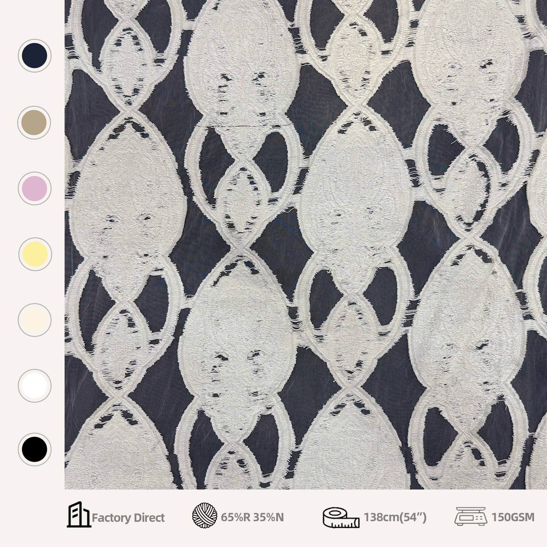 YY Large Pattern 3D Geometric Yarn-dyed Fabric Rayon Nylon Blend Soft Modern Clipped Jacquard Fabric for Summer Designer Dresses