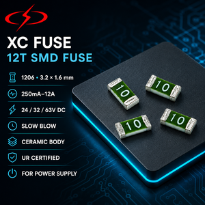 Fusible XC FUSE 12T SMD 1206 3.2x1.6mm Cerámico 250mA-12A 24/32/64V DC <span class=keywords><strong>de</strong></span> Acción Lenta con Certificación UR para Bajo Voltaje para Fuente <span class=keywords><strong>de</strong></span> Alimentación - Product Image 1