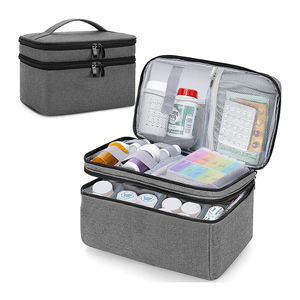 Organizador de medicamentos y bolsa de almacenamiento, caja de primeros auxilios familiar vacía, bolsa organizadora de botellas de pastillas para suplementos de medicamentos de emergencia - Product Image 1